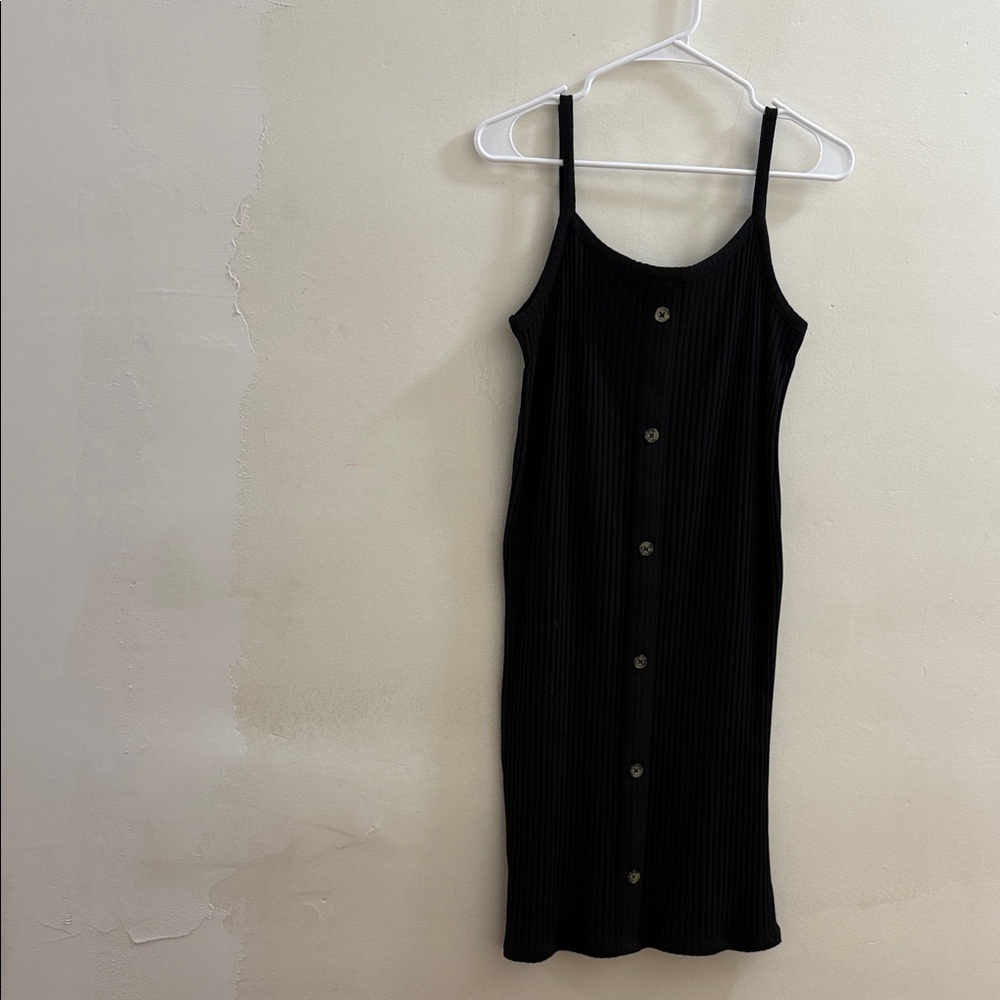 Elegant Black Button-Down Midi Dress